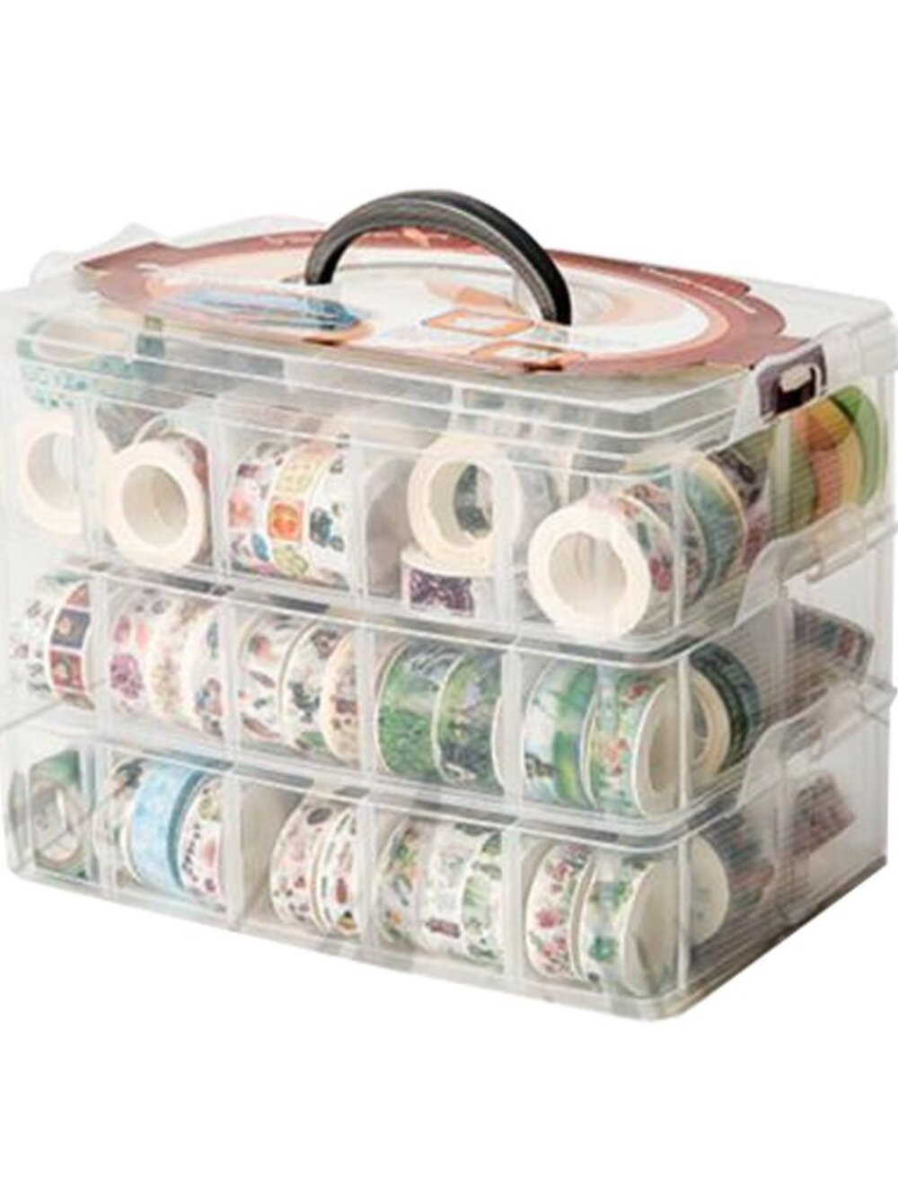 Washi Tape Box Organizer Storage,Divider Closet Container,with 30 Adjustable Com